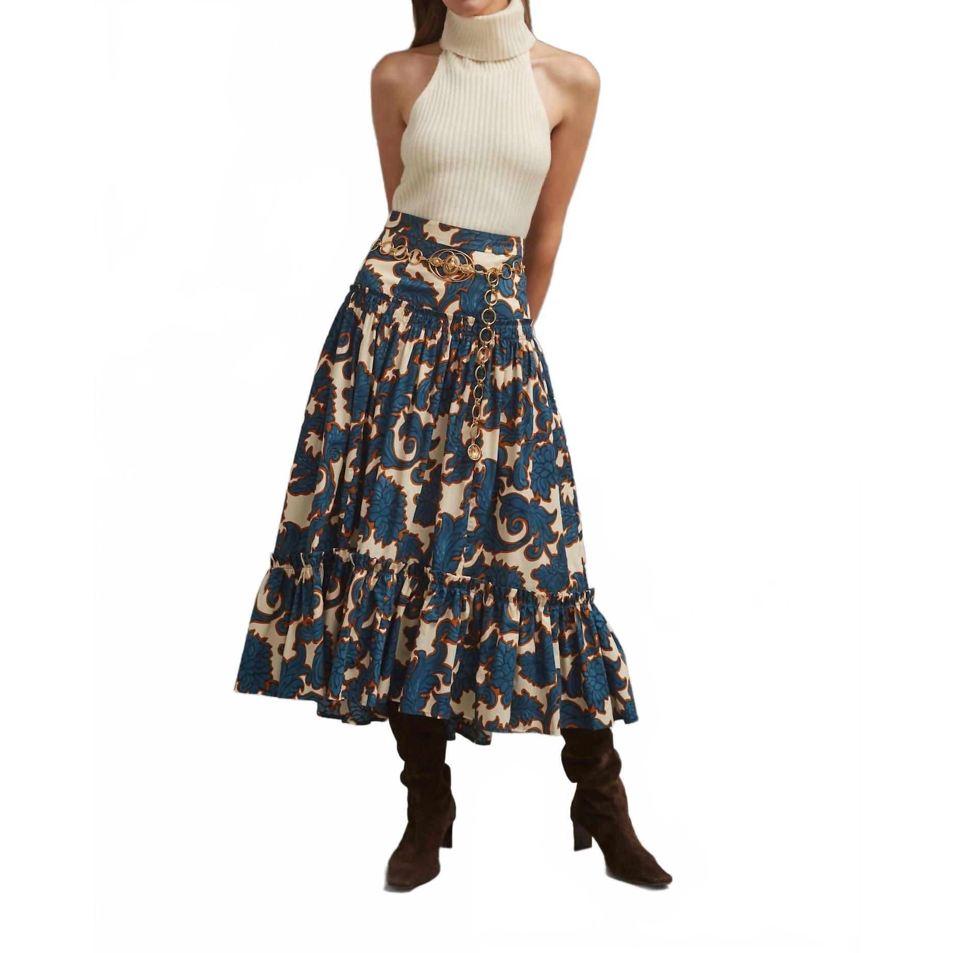 New Cara Cara Tisbury Skirt In Mystic Flora Blue